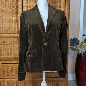 Ralph Lauren Rugby Brown Cuffed Corduroy Peplum Jacket